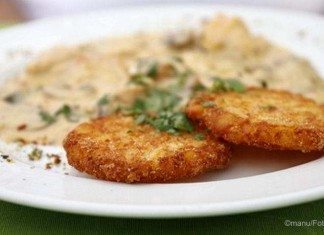 Schweizer Rösti mit Pilzen, Sojasahnesauce und Tofugeschnetzeltem Schweizer Rösti mit Pilzen, Sojasahnesauce und Tofugeschnetzeltem